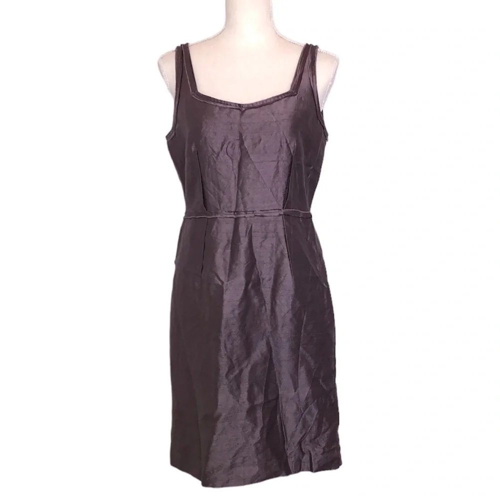 TALBOTS Sheath Dress Women's Size 8 Purple Square Neck Sleeveless Silk Wool - Picture 12 of 12